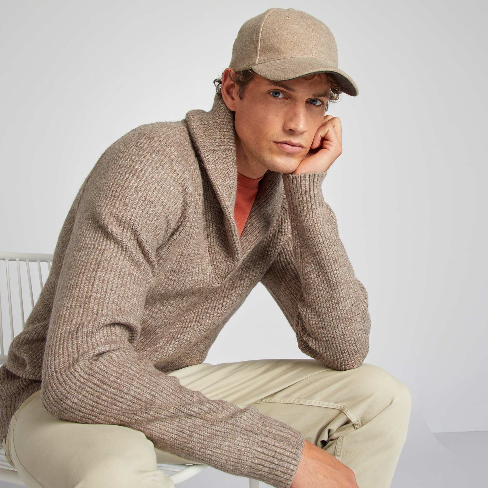 Pull col ch le en laine m lang e Gris