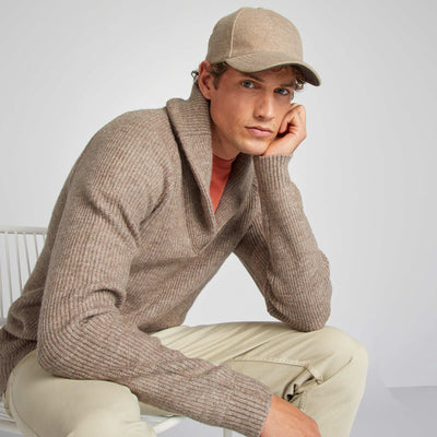 Pull col ch le en laine m lang e Gris
