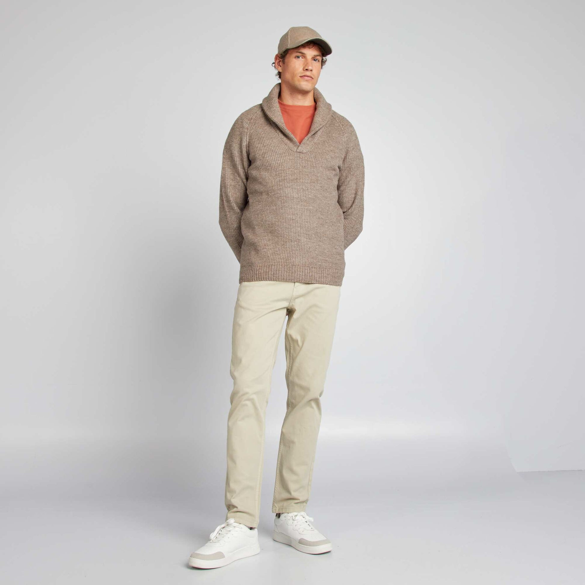 Pull col ch le en laine m lang e Gris