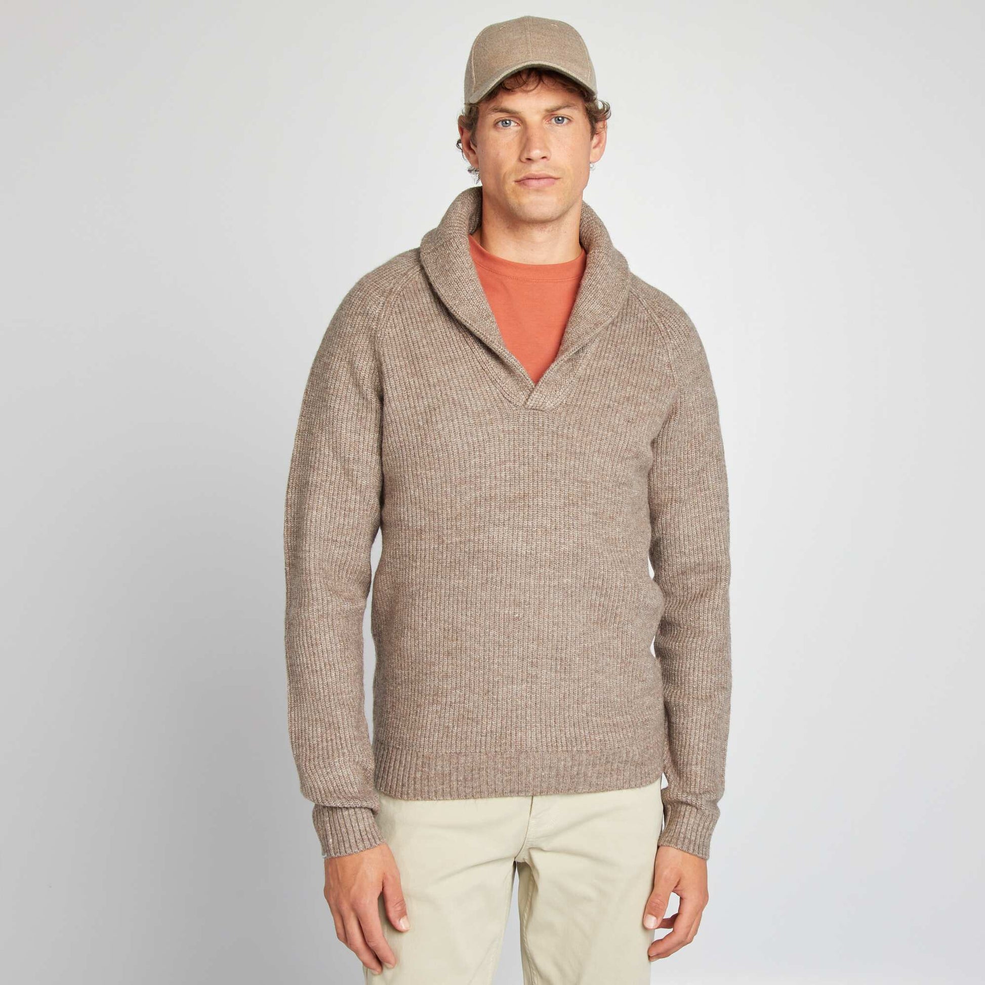 Pull col ch le en laine m lang e Gris