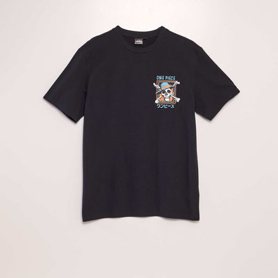 T-shirt 'One Piece' col rond noir