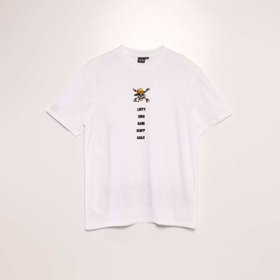 T-shirt 'One Piece' col rond blanc
