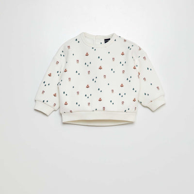Sweat de No l velours Blanc imprim