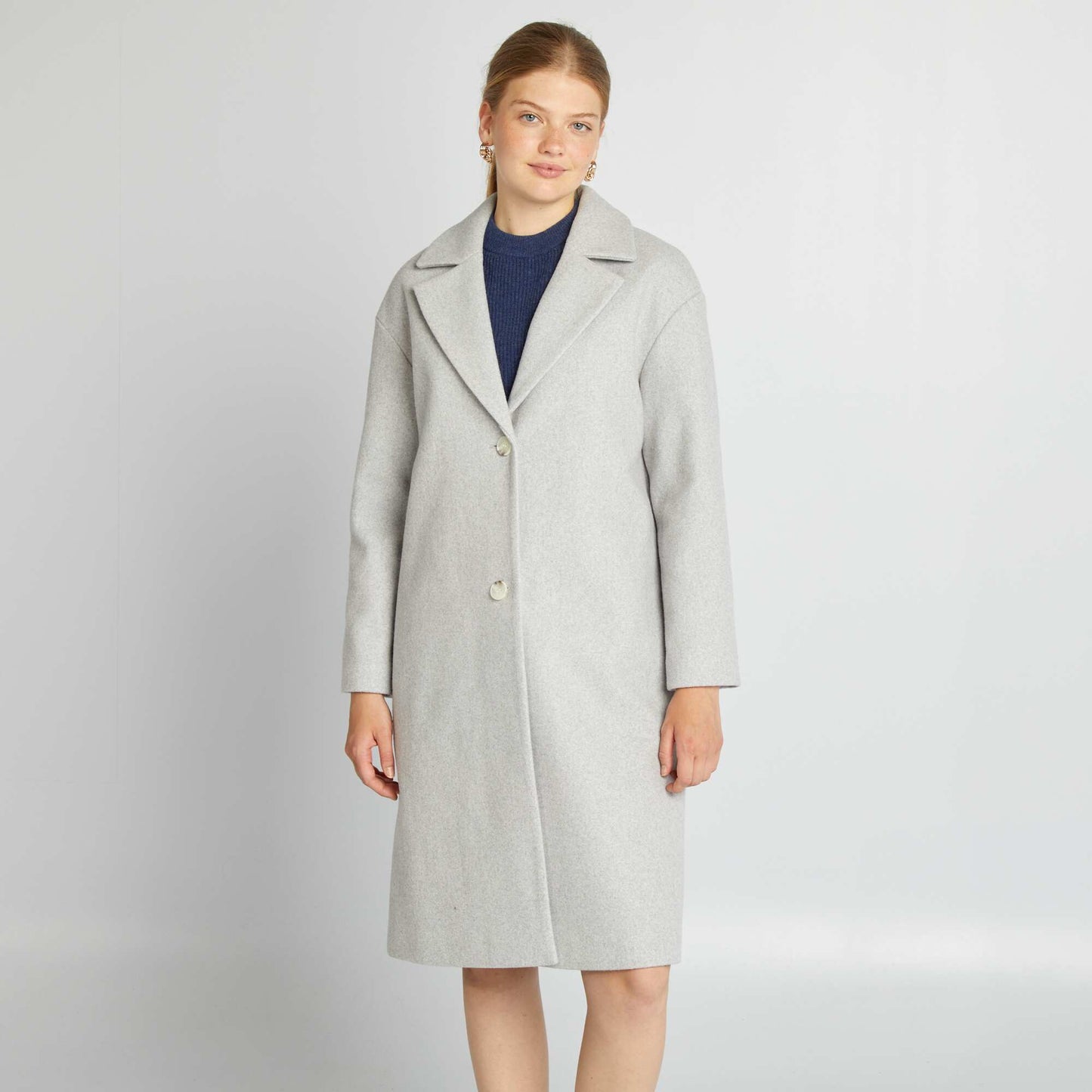 Manteau type lainage long Gris