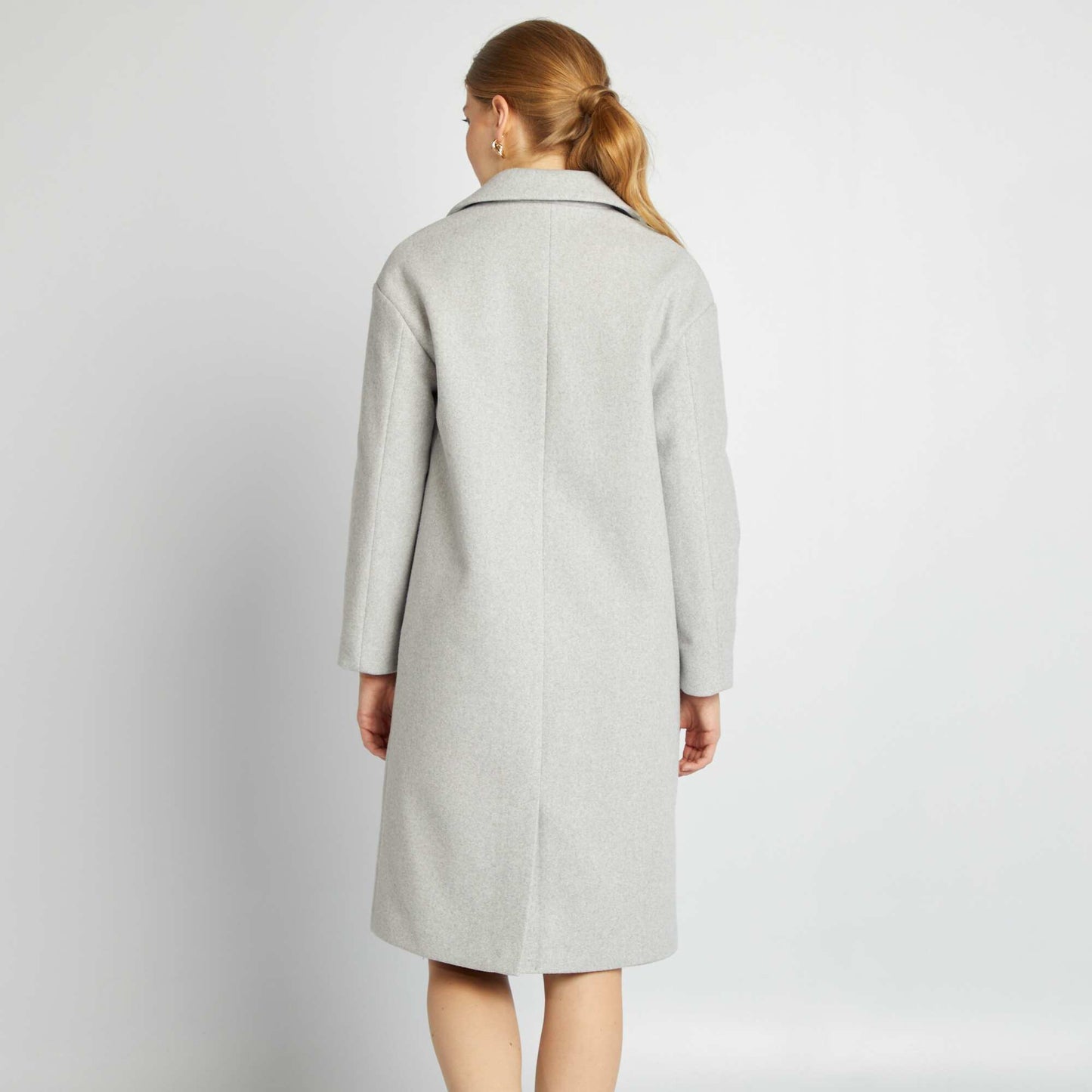 Manteau type lainage long Gris