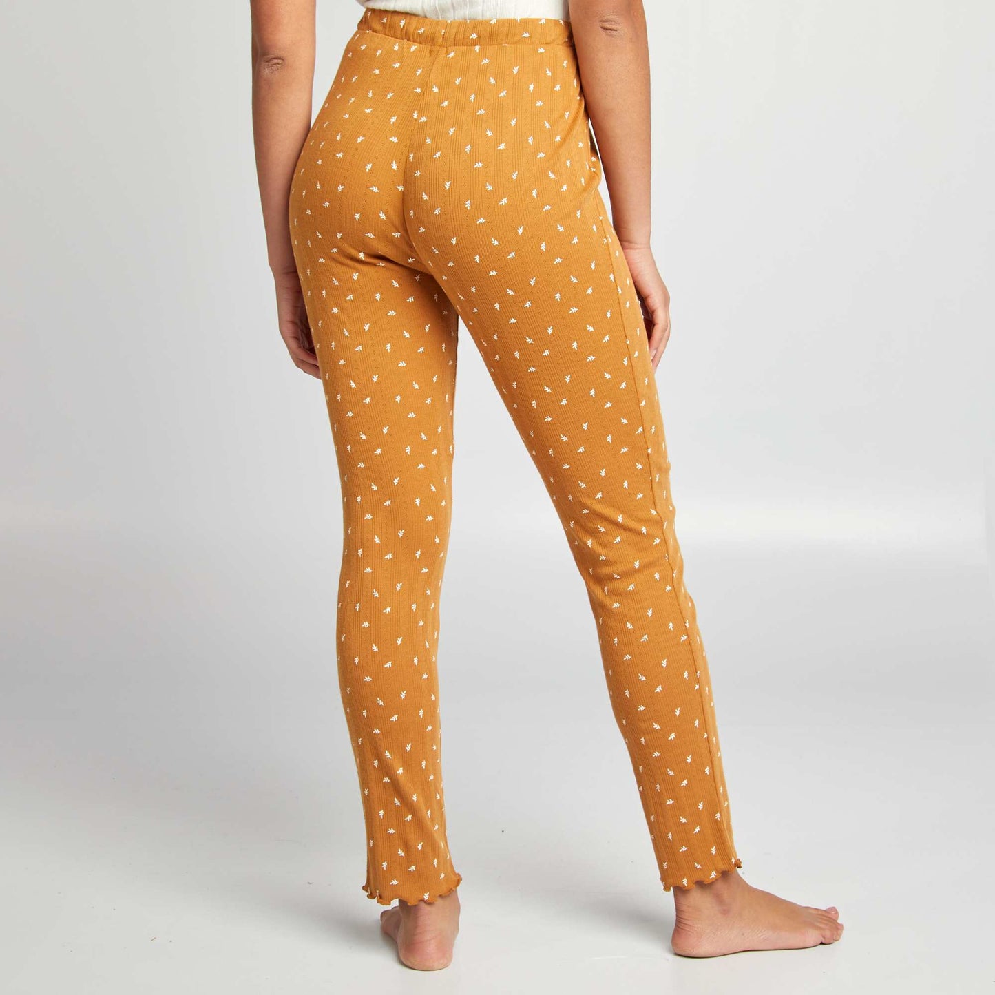 Pantalon de pyjama imprimé en maille pointelle Marron