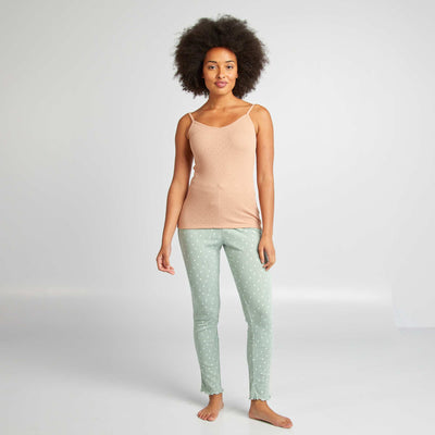 Pantalon de pyjama imprimé en maille pointelle Vert