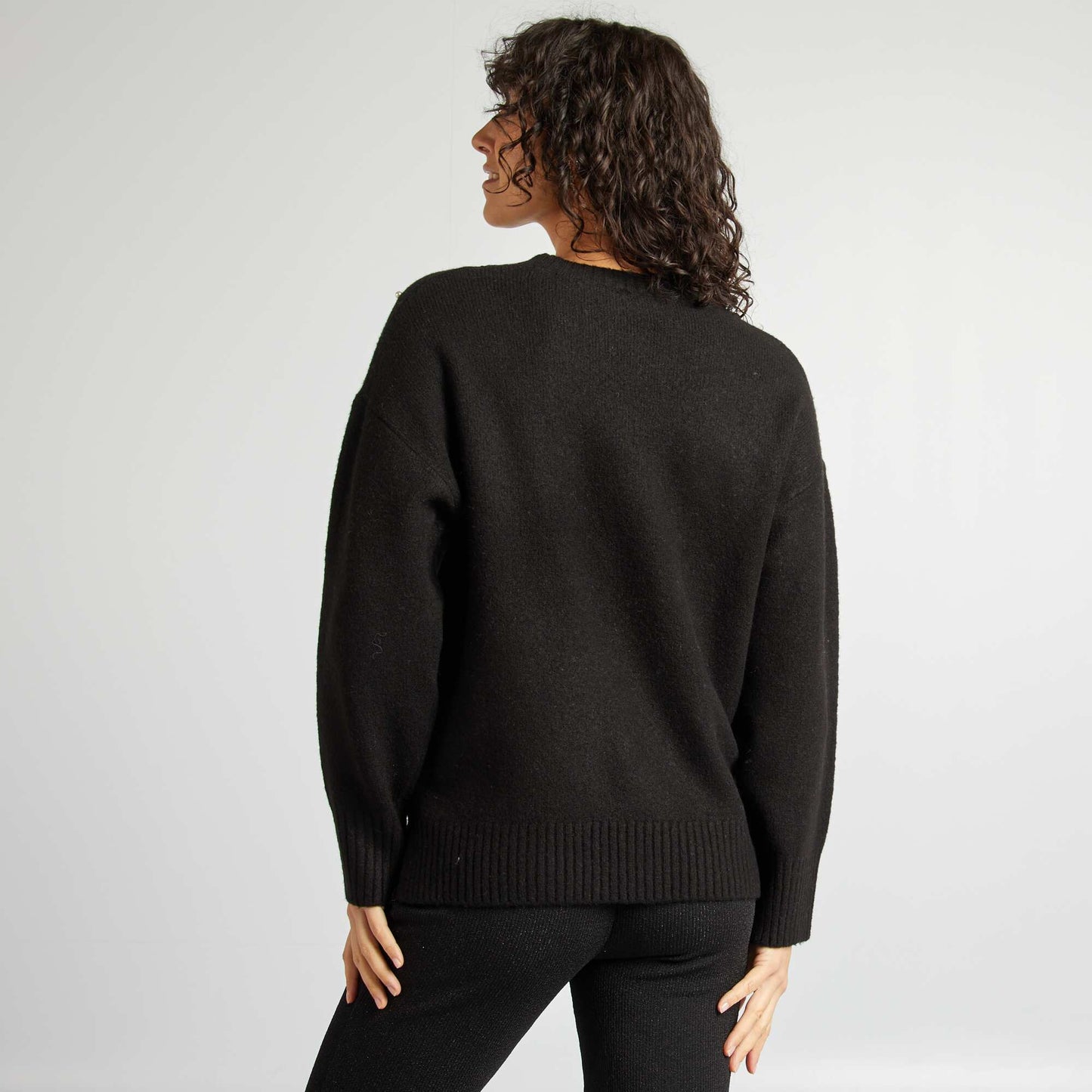 Pull de maternité avec perles Noir