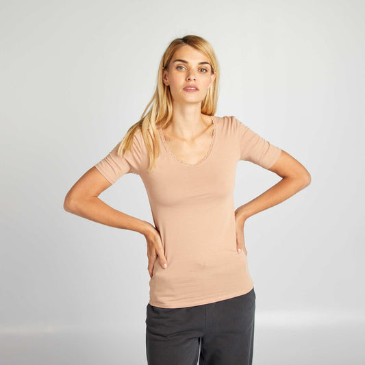 Lot de 2 t-shirts sous-v tements Beige