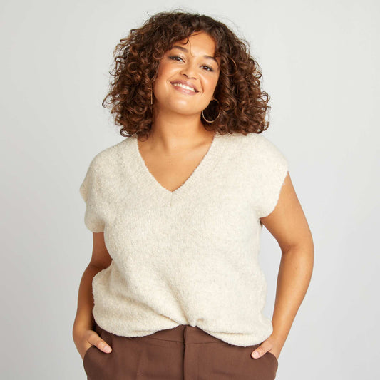 Pull en maille sans manches Beige