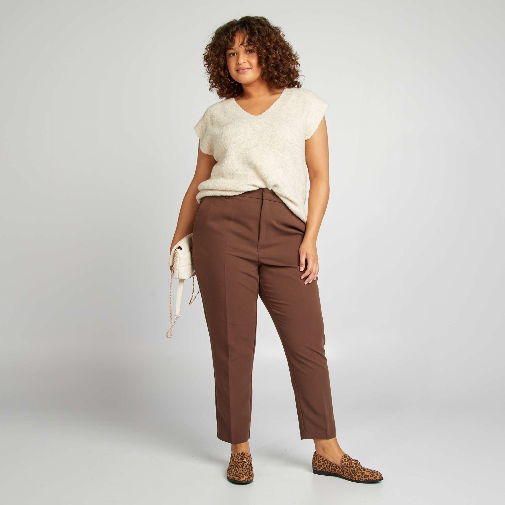 Pull en maille sans manches Beige