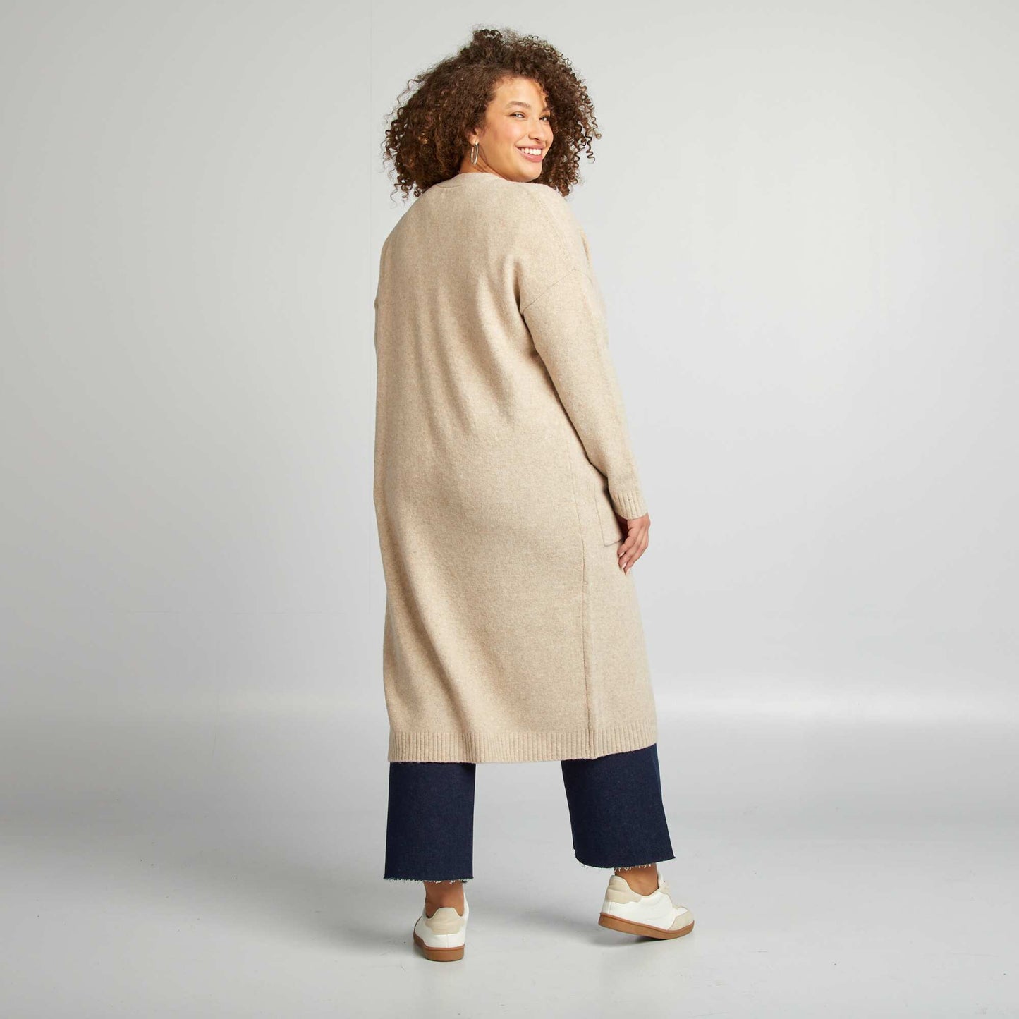 Gilet long boutonné Beige
