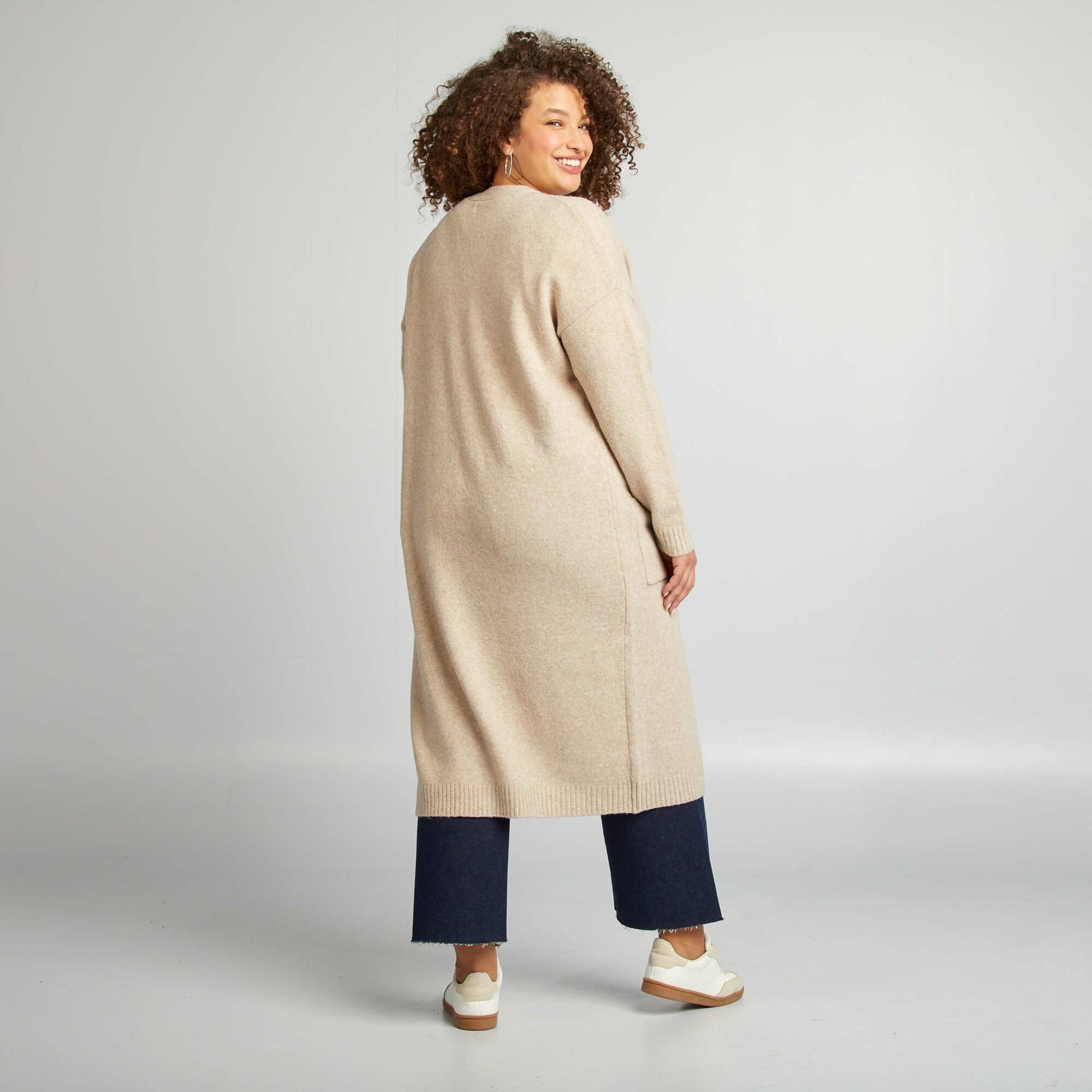 Gilet long boutonné Beige