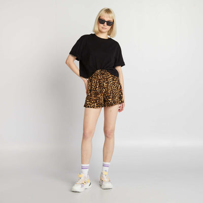 Short stretch taille lastiqu e Noir/beige
