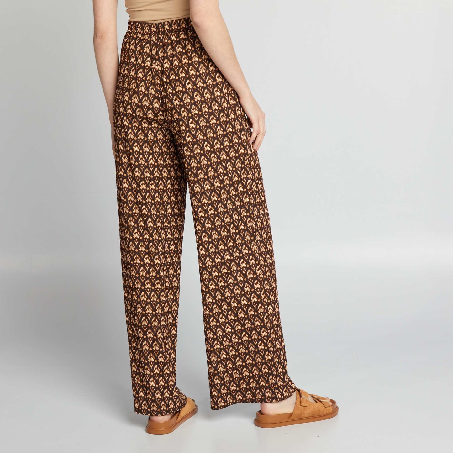 Pantalon fluide imprimé Noir/marron