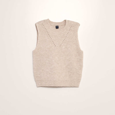 Pull en maille sans manches Beige