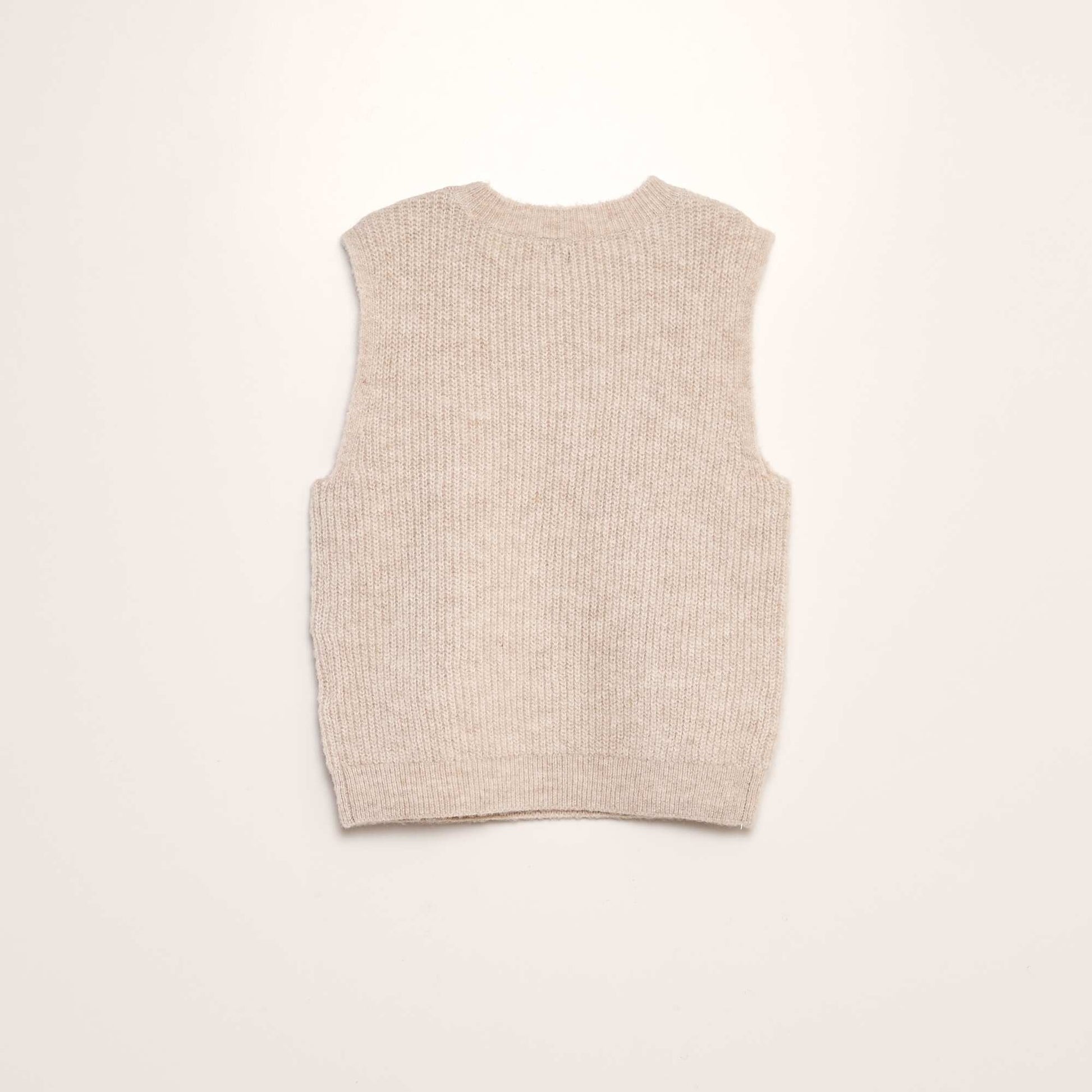 Pull en maille sans manches Beige