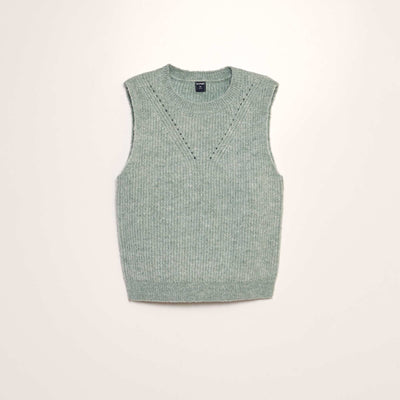 Pull en maille sans manches Vert