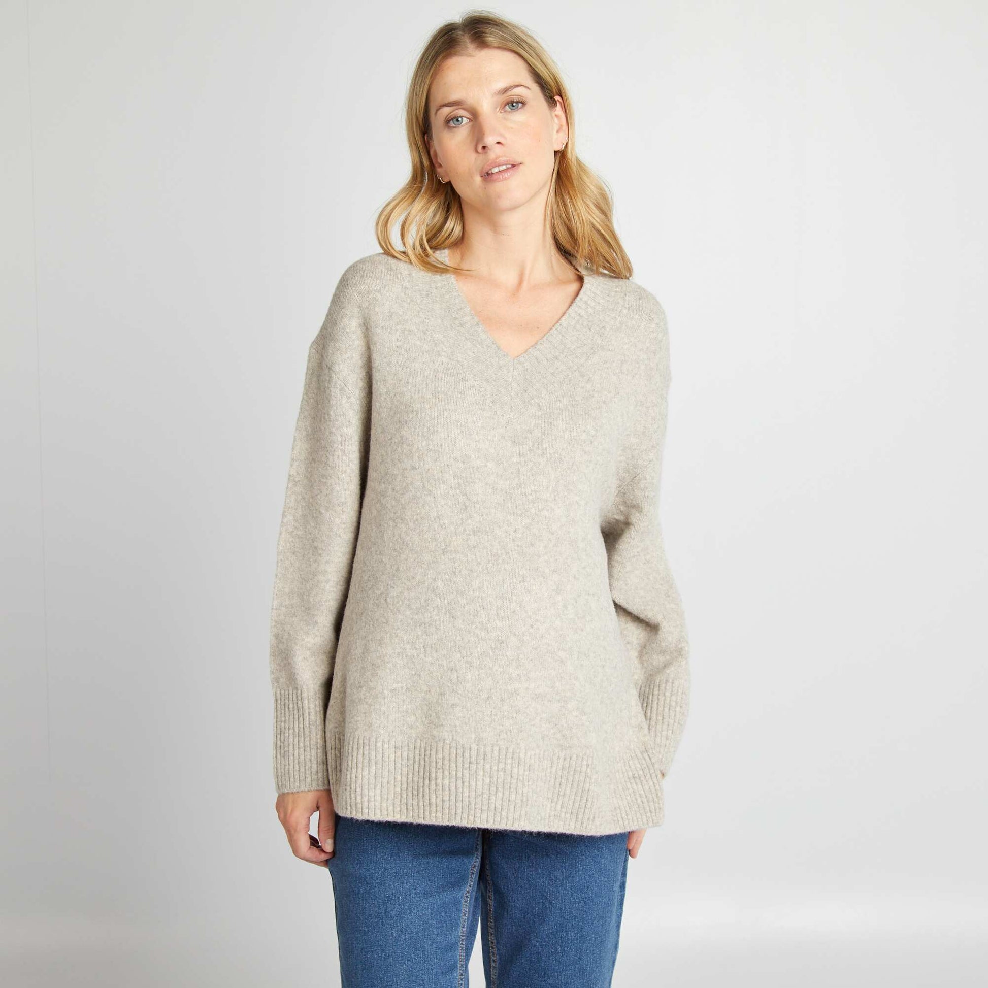 Pull grossesse à col V Gris