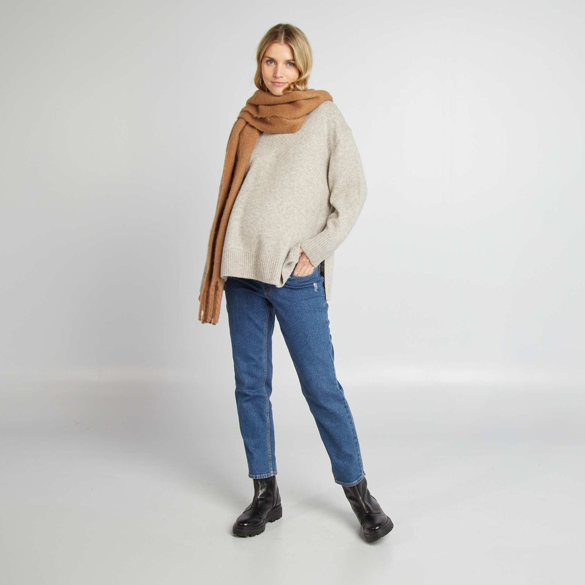 Pull grossesse à col V Gris