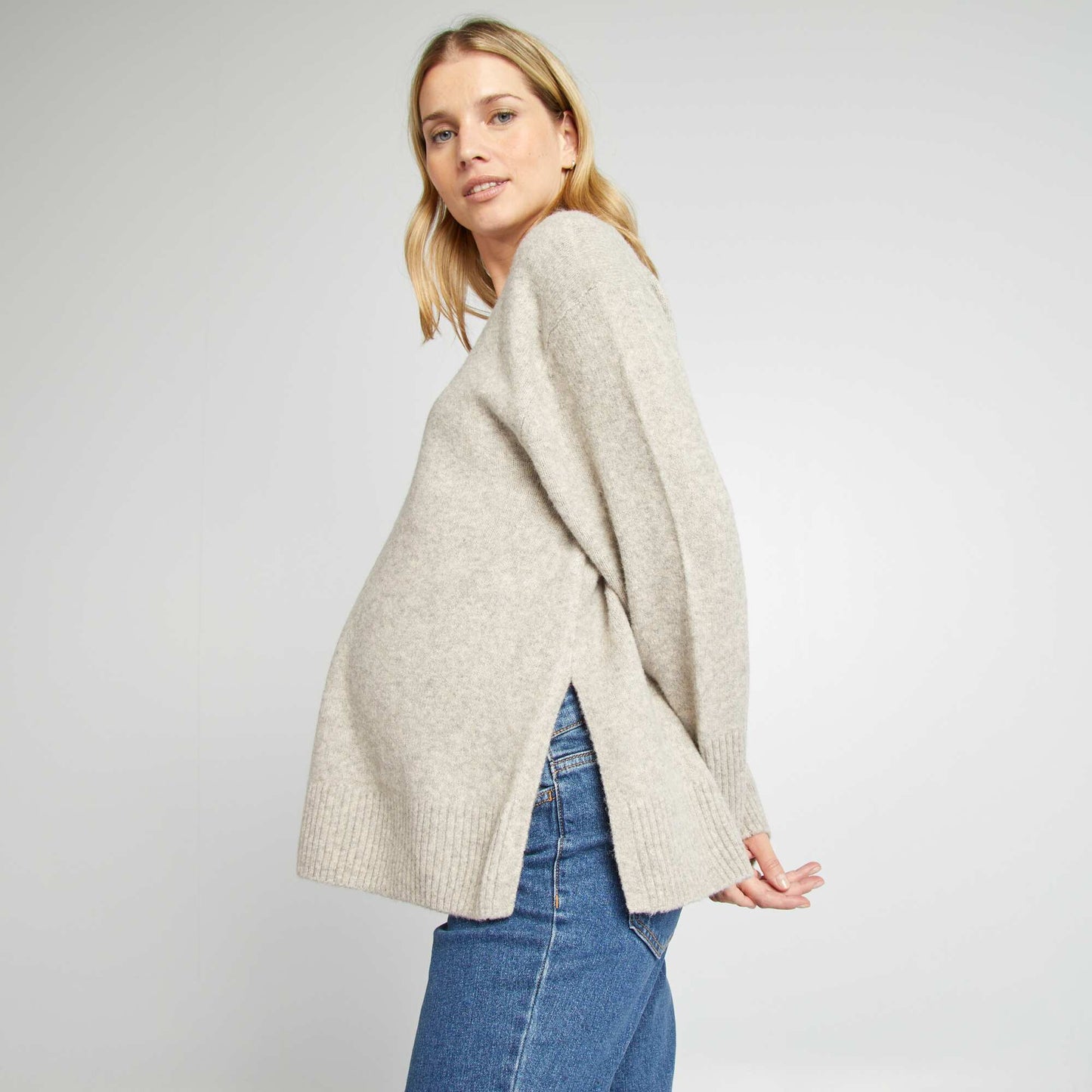Pull grossesse à col V Gris