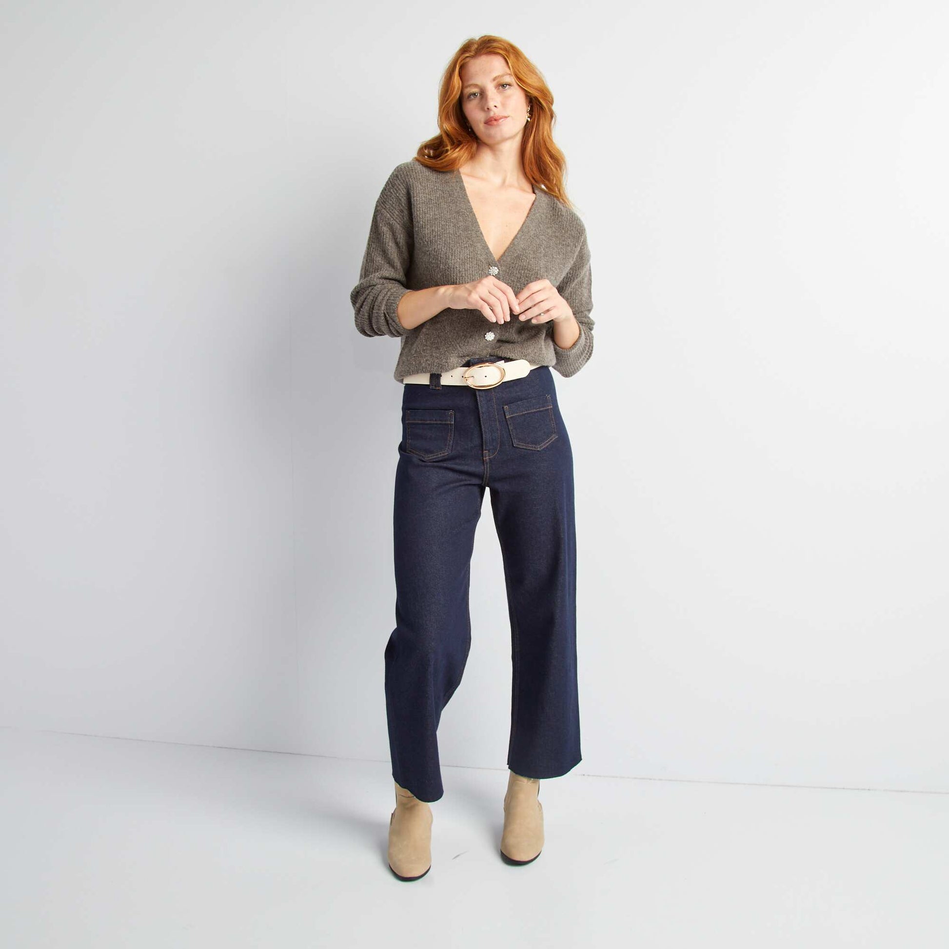 Gilet avec boutonnage fantaisie strass Marron