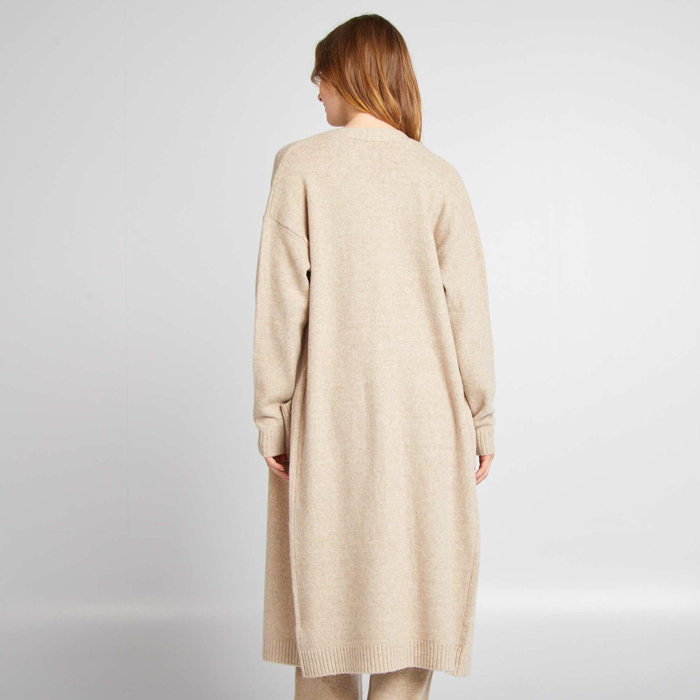 Gilet long à poches Beige
