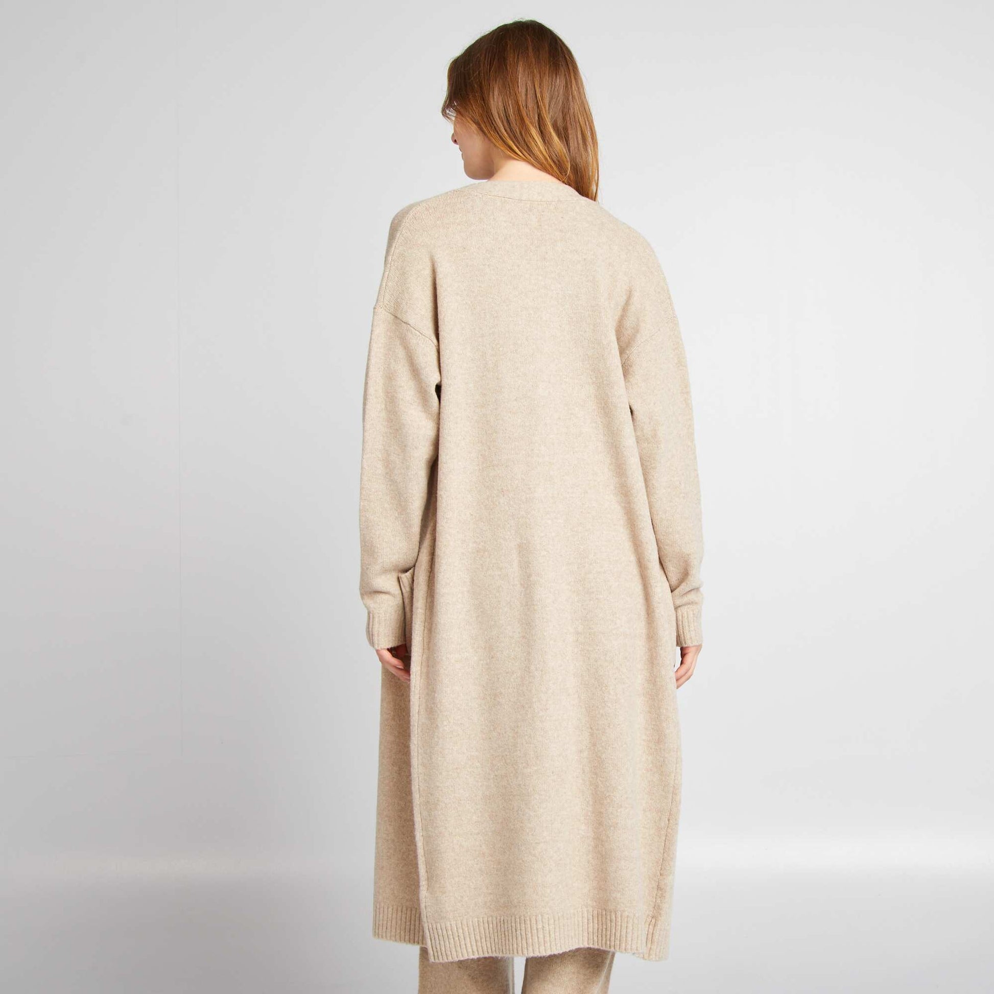 Gilet long à poches Beige