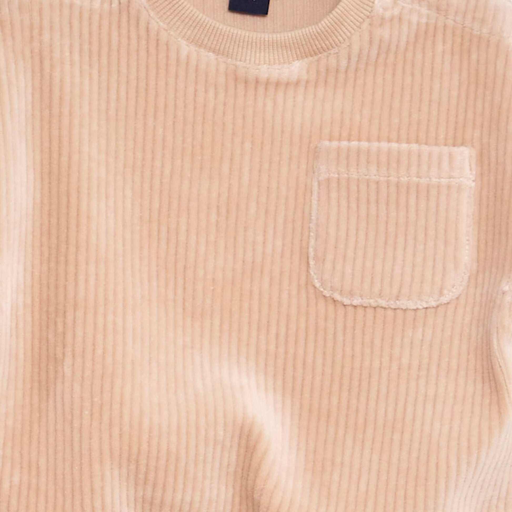 Ensemble jogging en velours sweat + pantalon - 2 pi ces Beige