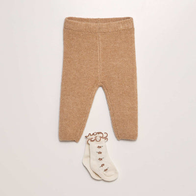 Pantalon en tricot + chaussettes - 2 pièces Marron