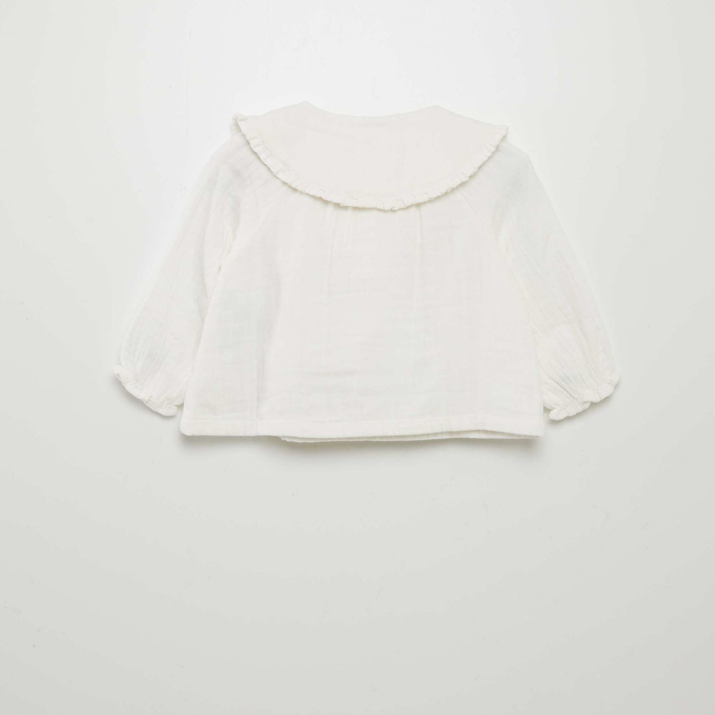 Blouse en double gaze de coton avec col claudine Blanc