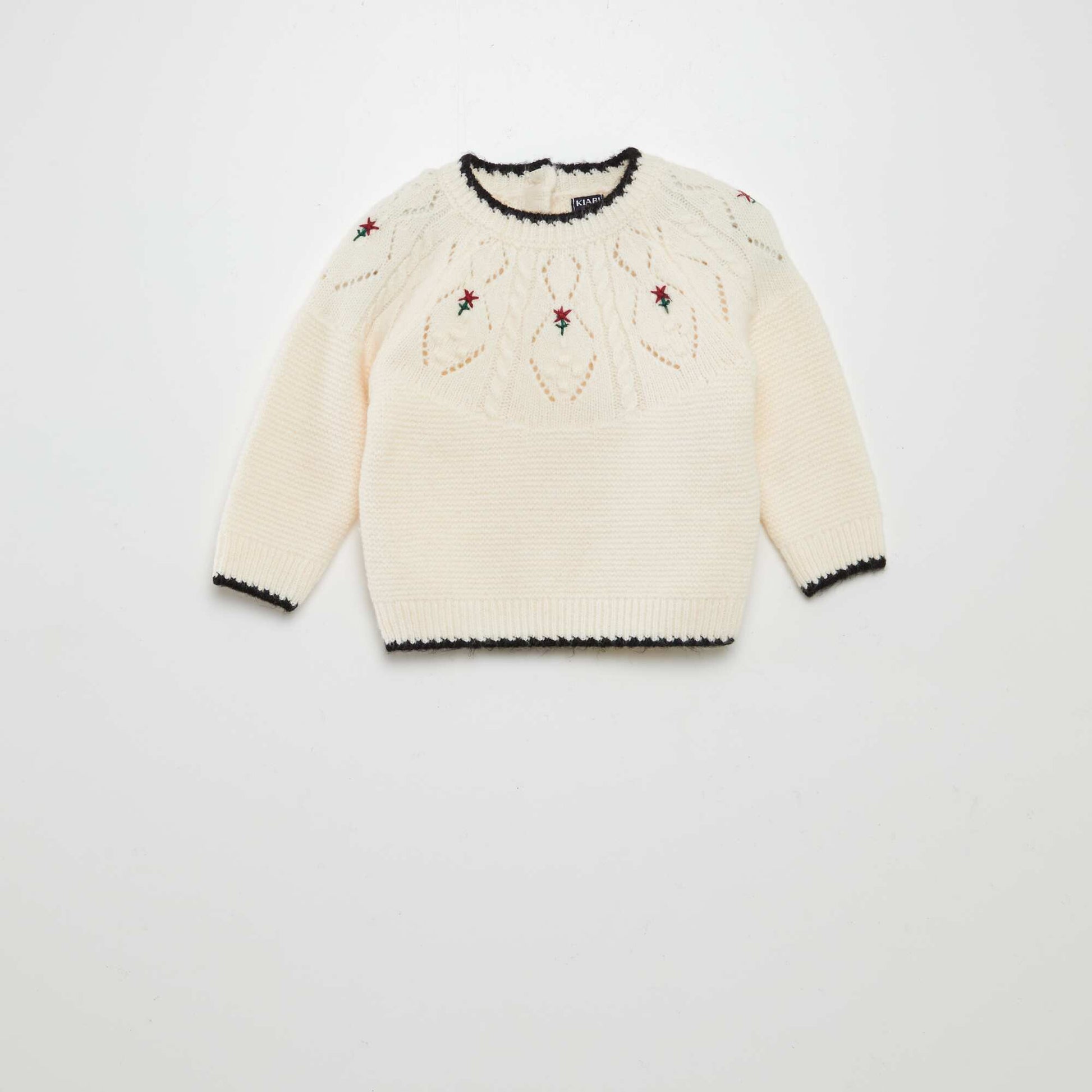 Pull en jacquard avec broderie Blanc
