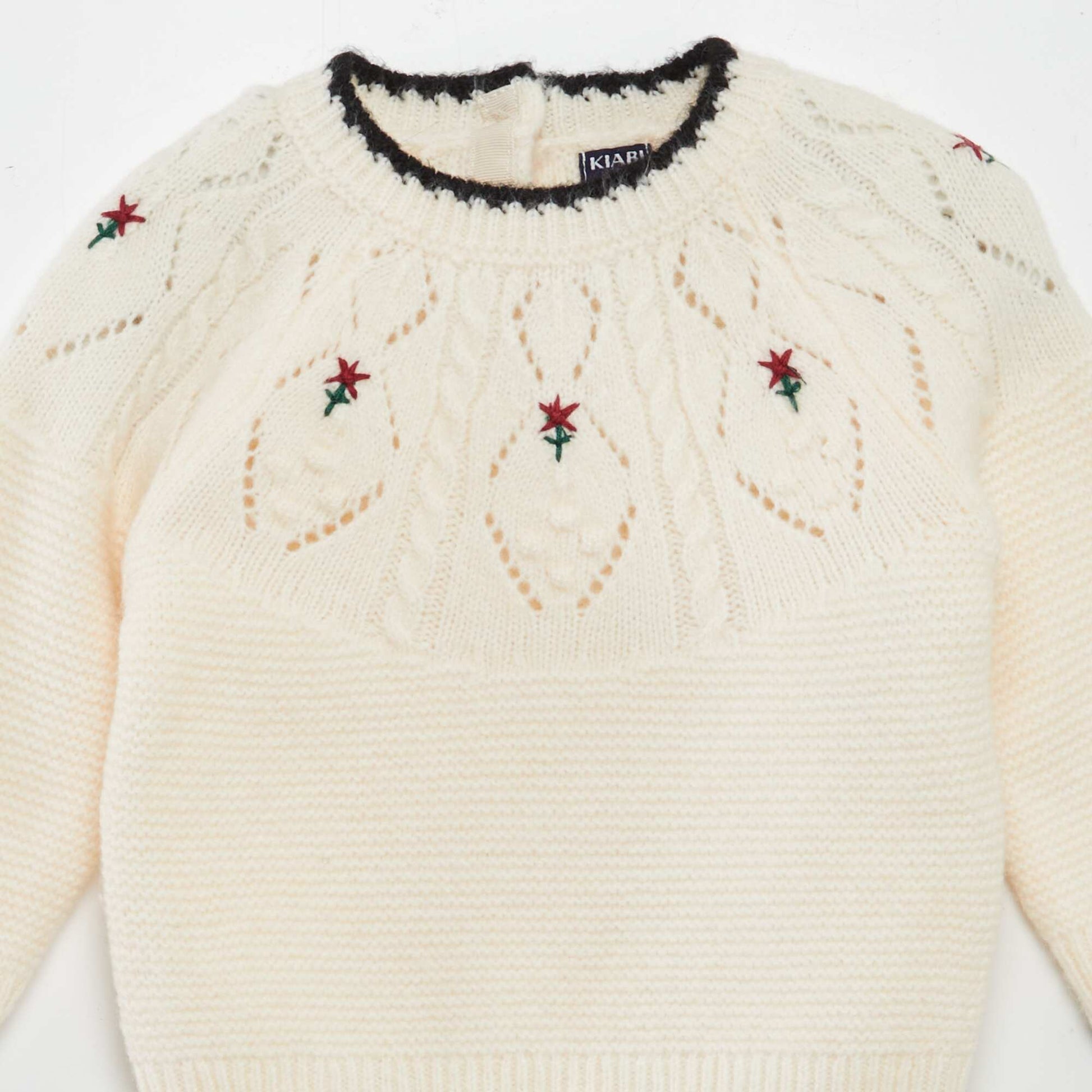 Pull en jacquard avec broderie Blanc