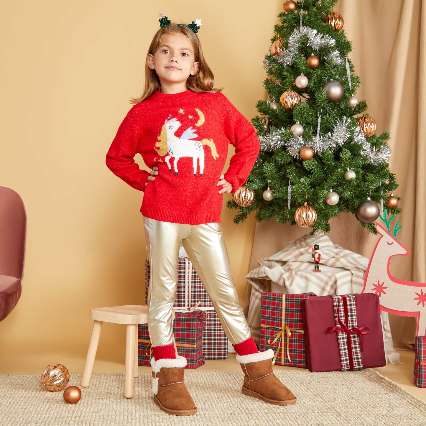 Pull de Noël animé Rouge