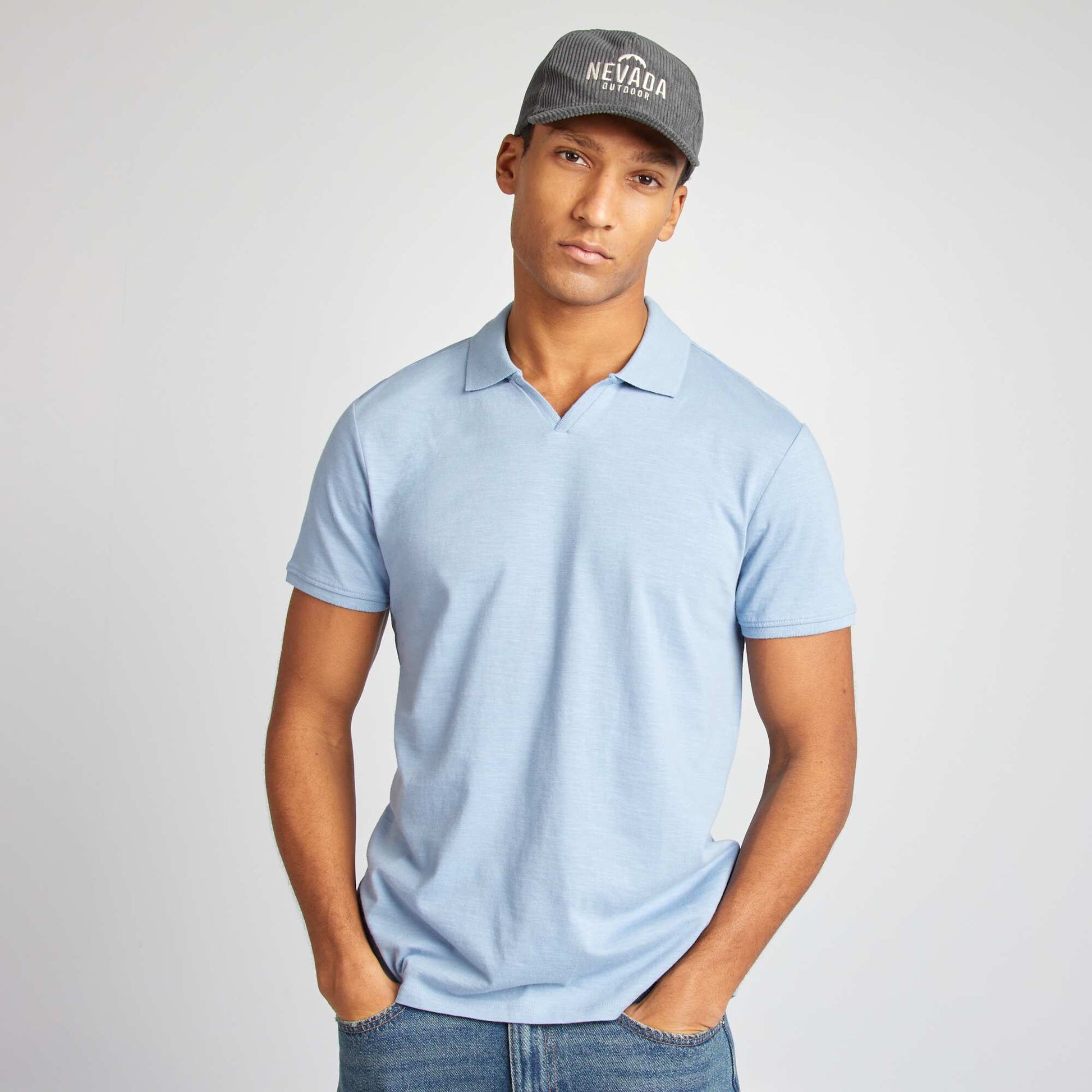 Polo en jersey Bleu
