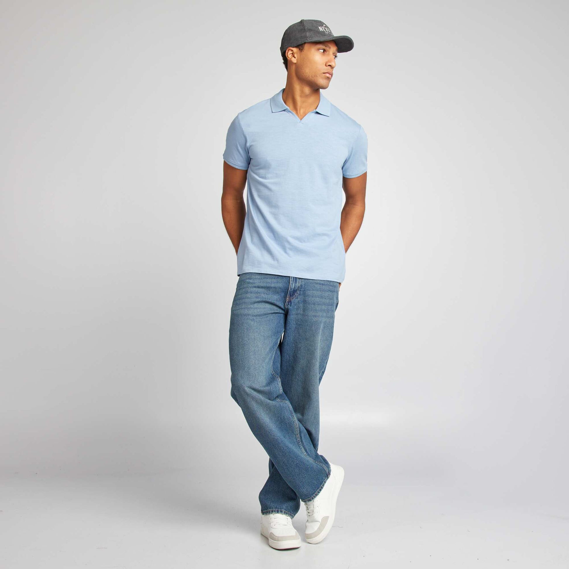 Polo en jersey Bleu