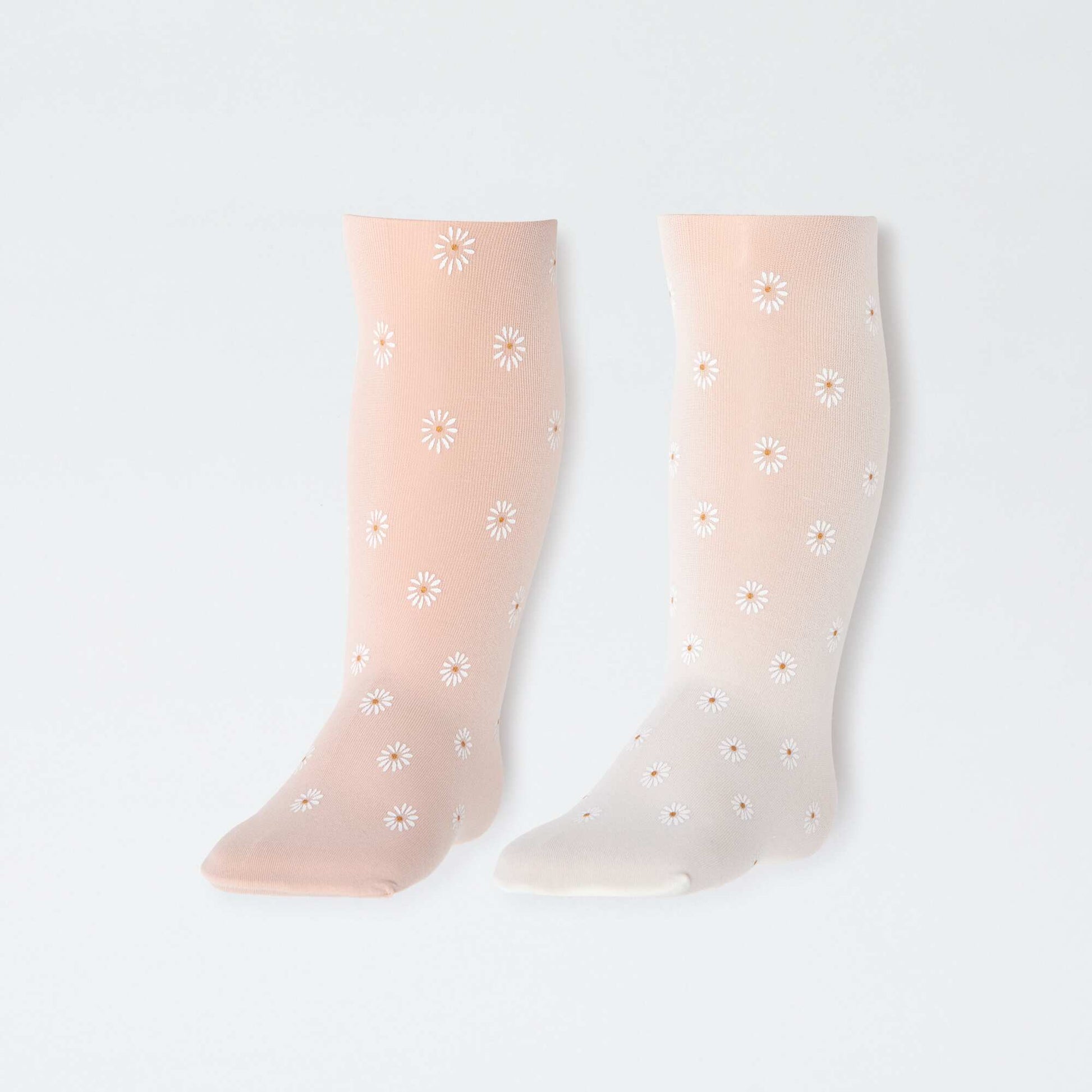 Lot de 2 paires de collants légers fantaisie BLANC