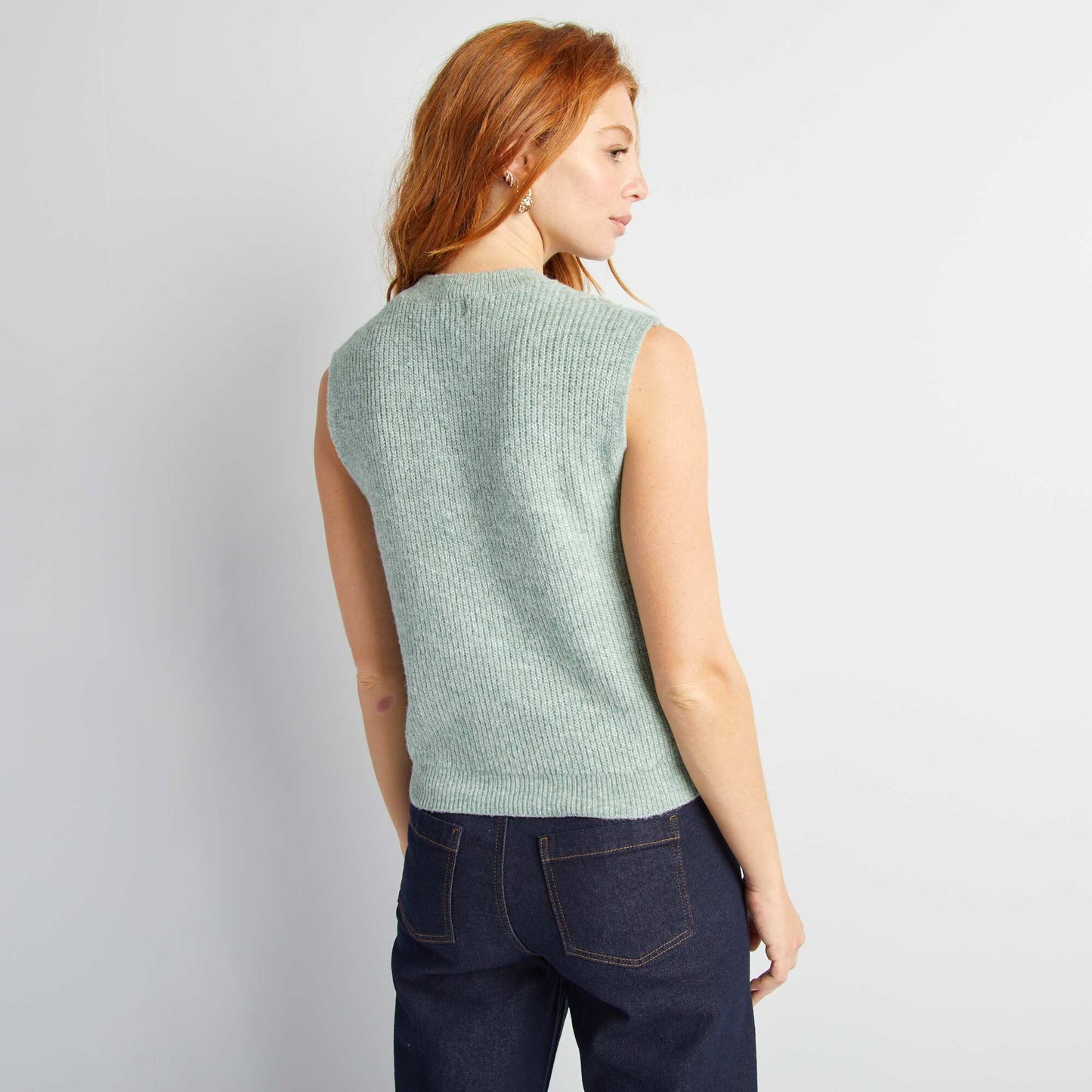 Pull en maille sans manches Vert