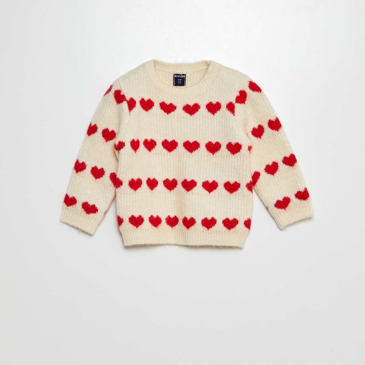 Pull   motif 'c ur' Rouge