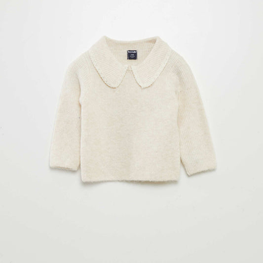 Pull maille douce col claudine Beige