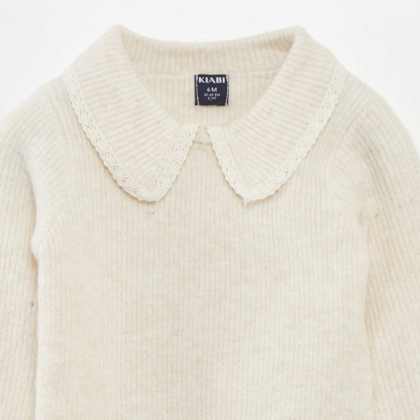 Pull maille douce col claudine Beige