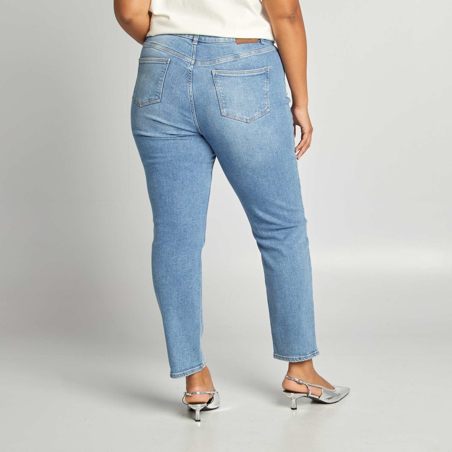 Jean straight taille haute Bleu