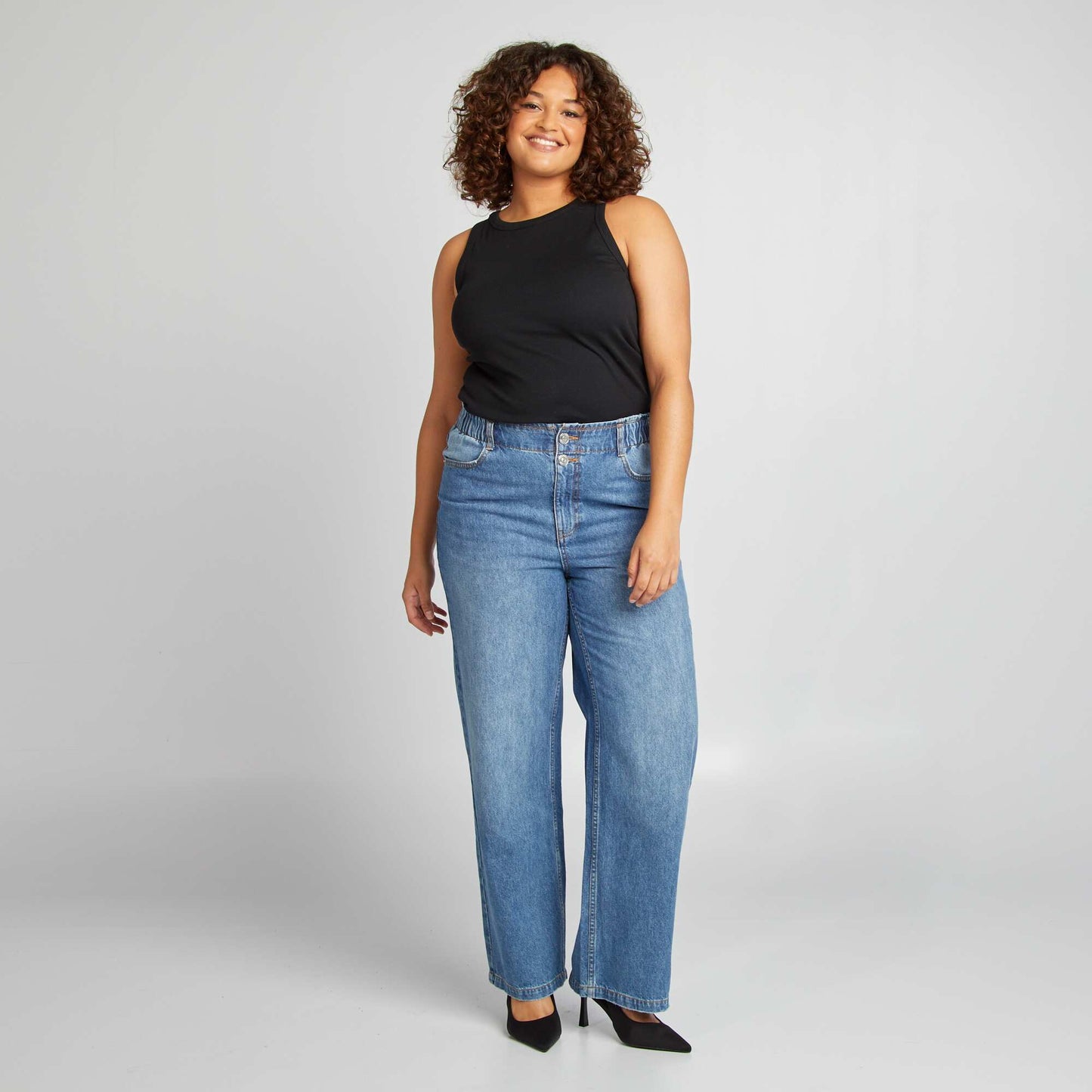 Pantalon denim Wide leg Bleu