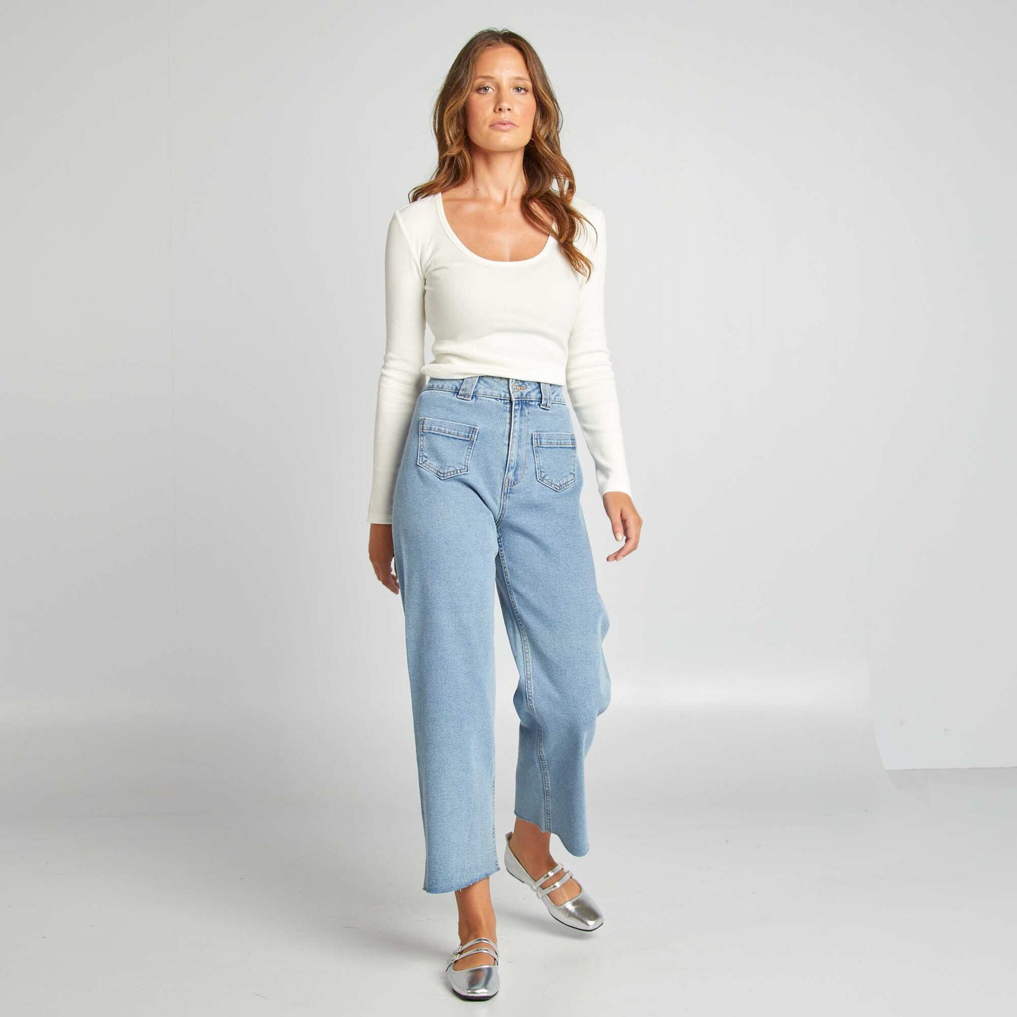 Pantalon denim wide leg - L28 Marine