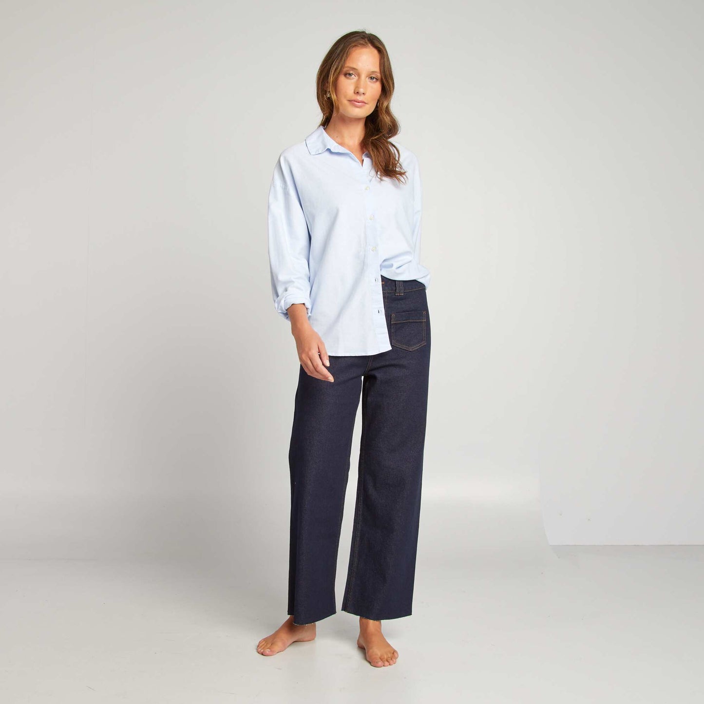 Pantalon denim wide leg - L28 Bleu