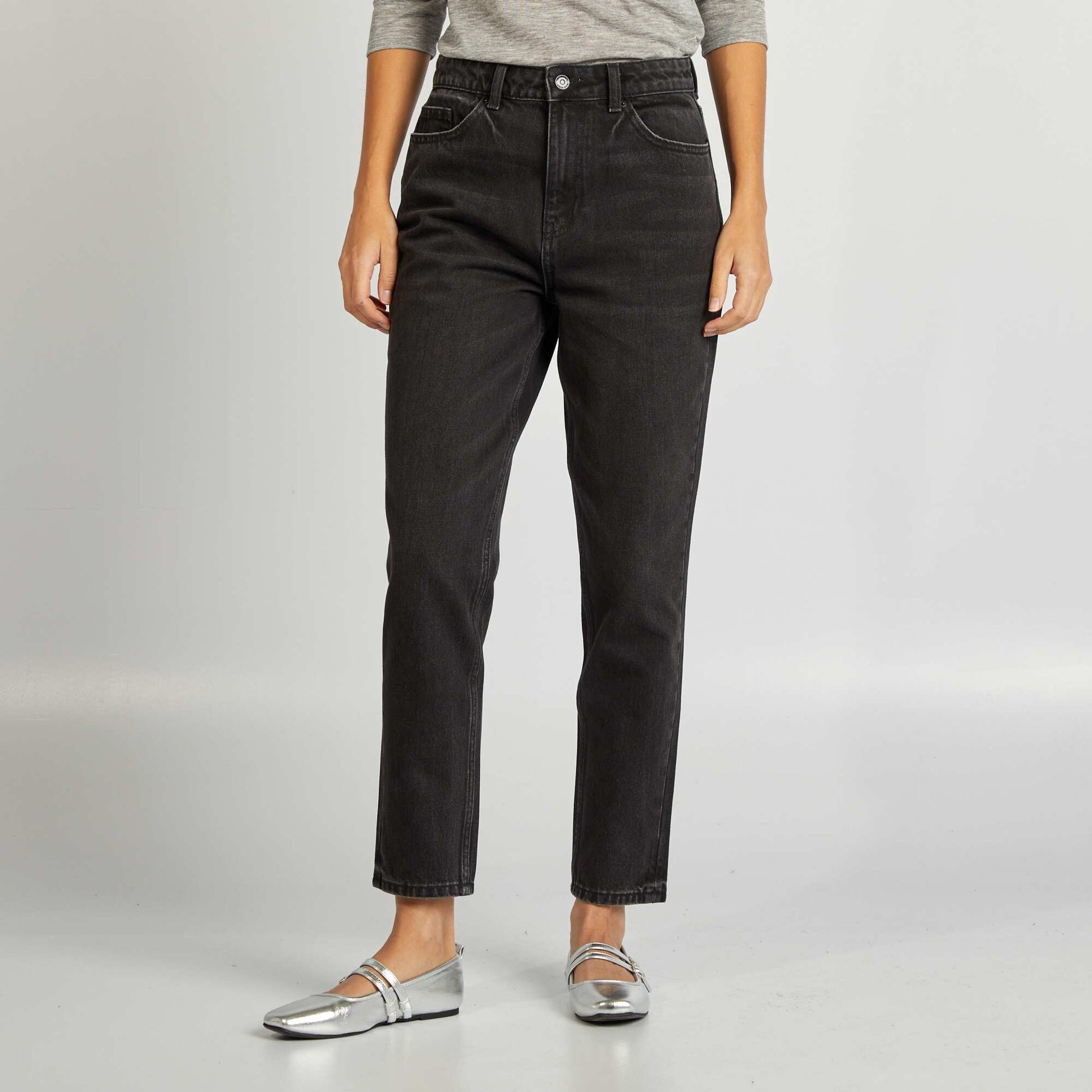 Jean mom fit Gris