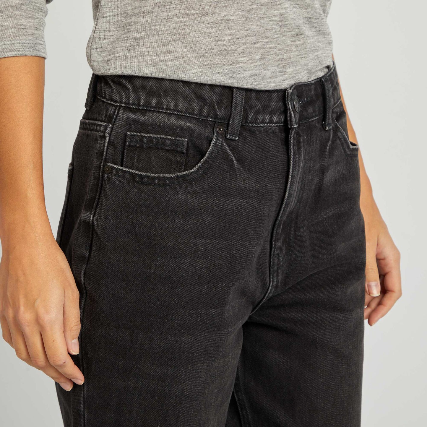 Jean mom fit Gris