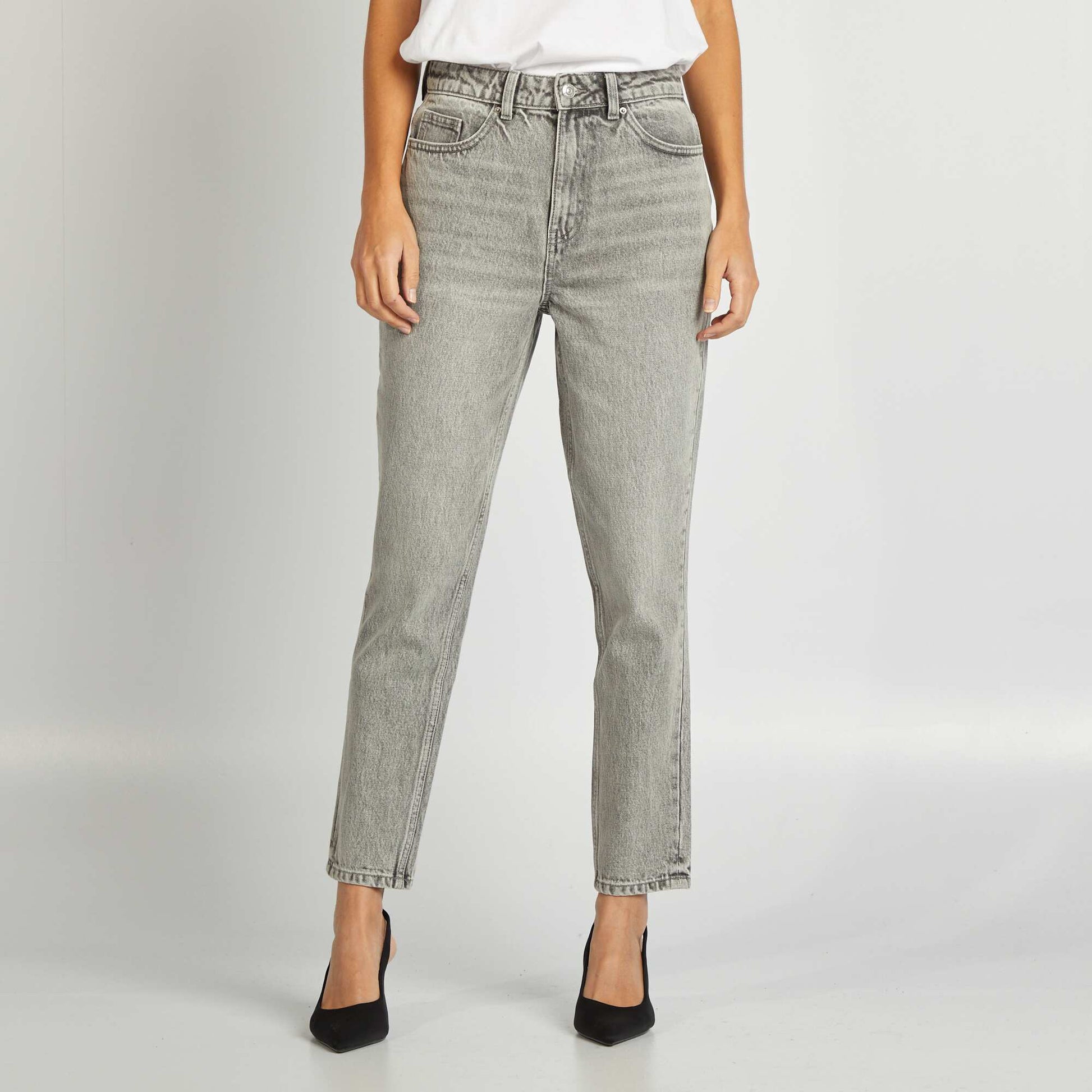 Jean mom fit Gris