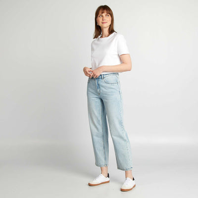 Jean droit taille haute Bleu clair