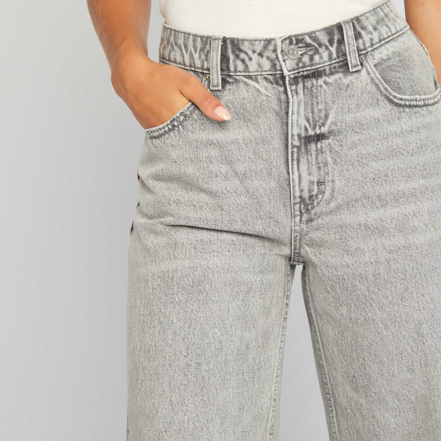 Jean droit   taille haute Gris d lav